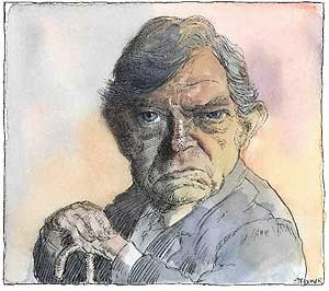 Robert Hughes illustration by John Spooner